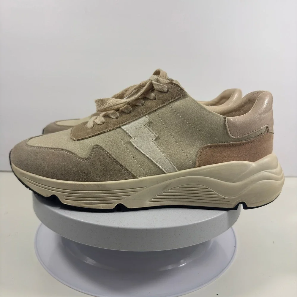 Oasis Society Chunky Sneakers Beige Suede‎ Leather Casual Retro Shoes Size 10